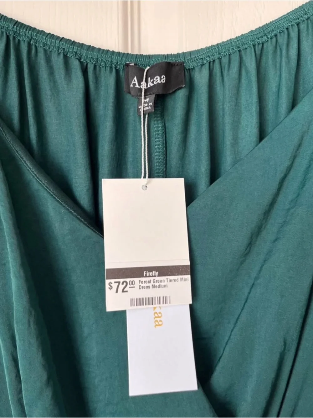 Green Long Sleeve Tiered Wrap Dress - Picture 3 of 3